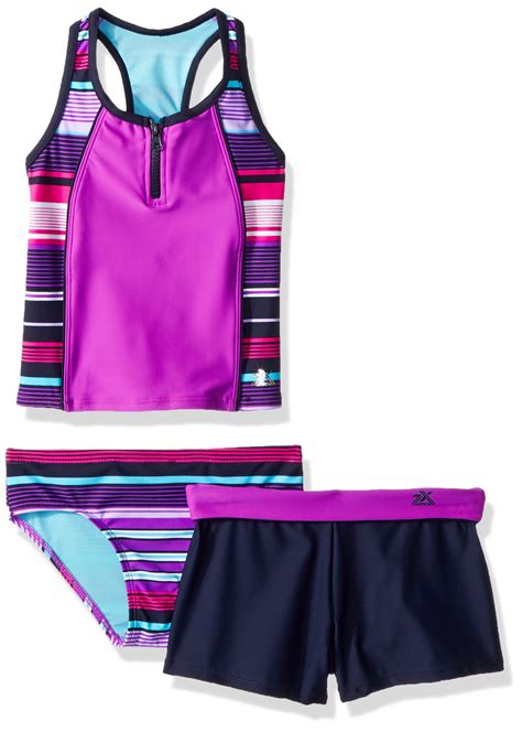 Zeroxposur Girls Swimwear Blue 3pc Tankini Swimsuit Set 16 Walmart