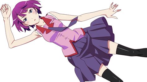 Bakemonogatari Blueeyes Monogatariseries Purplehair Schooluniform