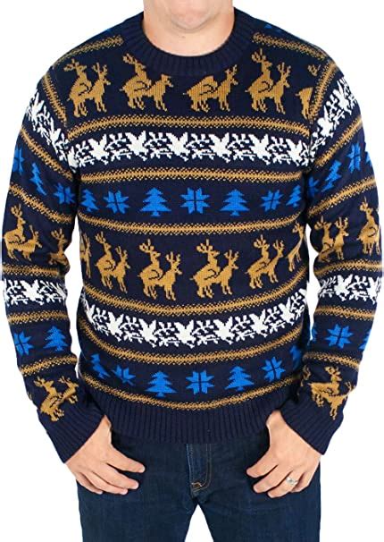 festified men s retro humping reindeer sweater blue ugly christmas sweater amazon ca