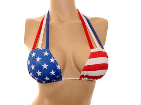 Usa Flag Bikini Top With 3 Straps Triangle Top Etsy
