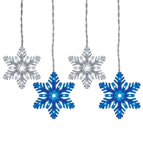 Ge Multi Function Dual Colour Led Snowflake Blue And White Icicle Lights
