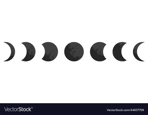 Moon Phase Symbols Lunar Cycle Shape Signs Vector Image