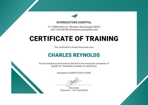 Certificate Of Training Template