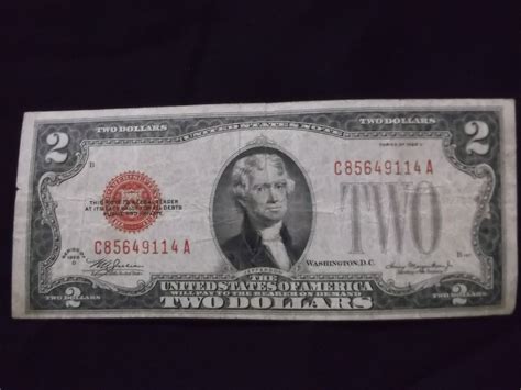 1928 Red Seal 2 Dollar Bill