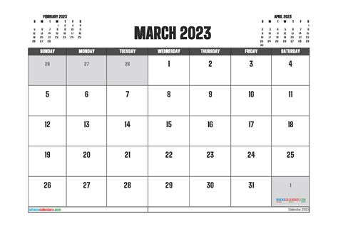 Printable March 2023 Calendar Free 12 Templates