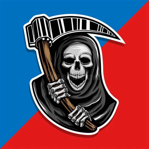Skull Of Grim Reaper With The Sickle Vector Illustration Stock