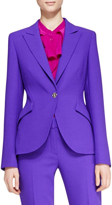1475 Escada Long Sleeve Wool Blazer Purple Blazer Dress Outfits