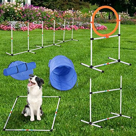 Pawhut 5 Piece Outdoor Game Dog Agility Training Equipment Set Agility