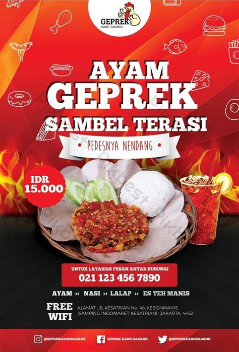 Gambar Poster Promosi Ayam Geprek Psd Unduhan Gratis Pikbest Food Design Poster Makanan