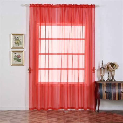 2 Pack 52x96 Coral Sheer Organza Curtains With Rod Pocket Window