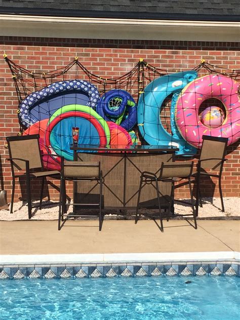 Our Solution For A Backyard Bar Cargo Net Swimming Pool Float Storage Area Pool Float