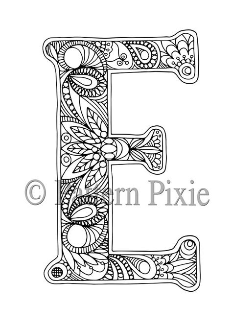 Alphabet Colouring Page For Adults Colouring Page For Digital Etsy Alphabet Coloring Pages