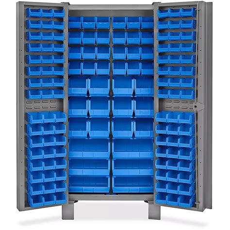 Heavy Duty Bin Storage Cabinet 36 X 24 X 78 138 Blue Bins H 9987blu
