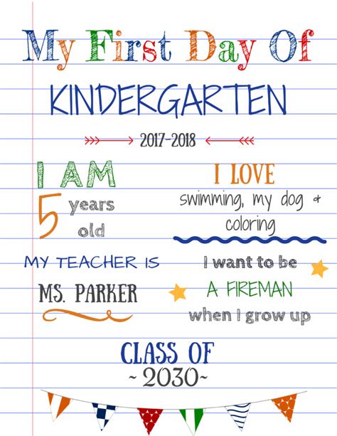 First Day Of Kindergarten Back To School Sign