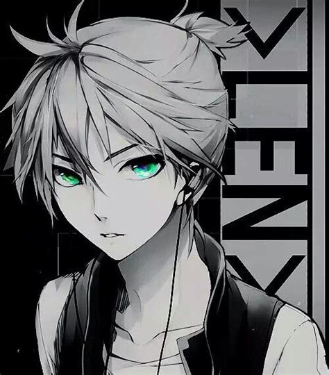 Eye color black blue brown green gray orange purple red white yellow pink blue / green not visible. Vocaloid (Len Kagamine) | Monochrome Anime Boy with green ...