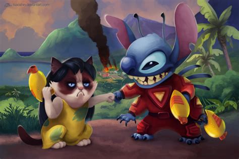 lilo and stitch grumpy cat disney fan art 36676245 fanpop