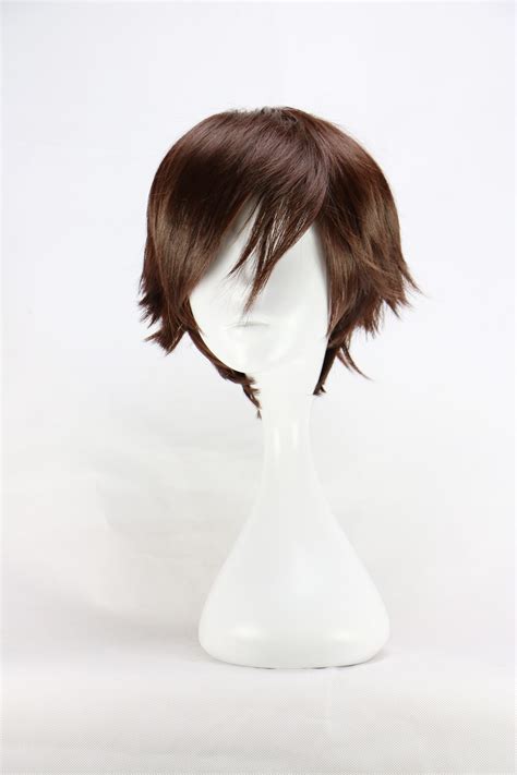 Harajuku Short Cosplay Wig For Eren Jaeger Synthetic Hair Boys Dark
