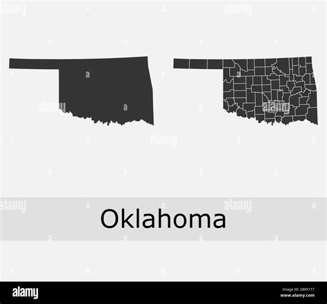 Oklahoma Maps Vector Outline Counties Townships Regions