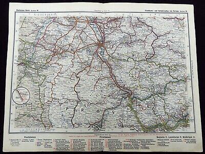 German Railway Map Rail Network Routes Chart Germany Transport Antique