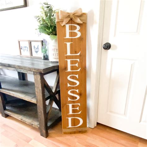 Farmhouse Blessed Wooden Front Door Sign Rustic Blessed Etsy