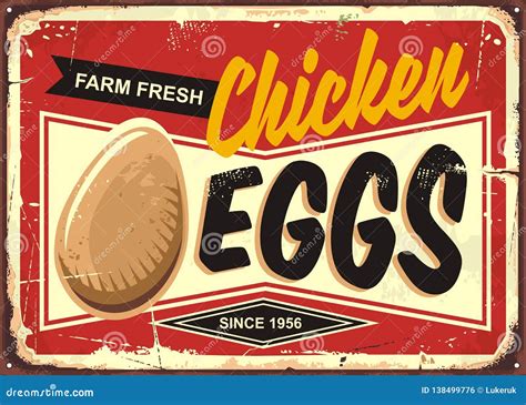 Farm Fresh Chicken Eggs Vintage Promotional Sign Stock Vector