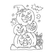 The coloring sheet features a witch accompanied with her surly owl, spooky bat and creepy cat. Kleurplaat Halloween | 2706