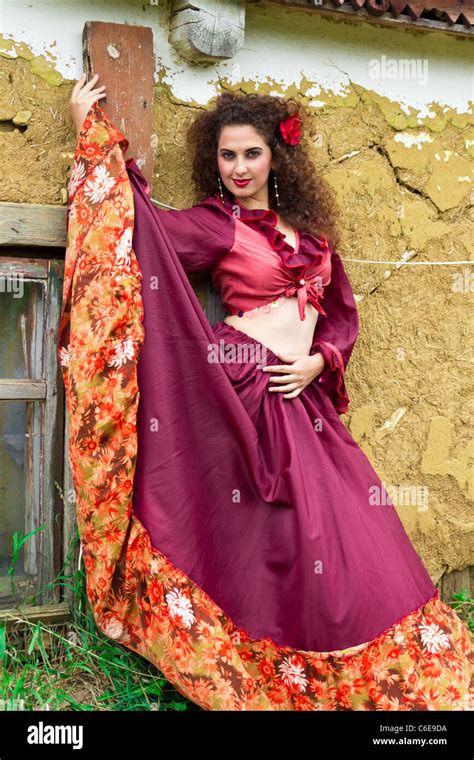 Portrait Of Beautiful Gypsy Woman Outdoor Stock Photo Alamy