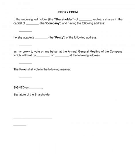 Proxy Form Sample Template To Fill Out Word And Pdf