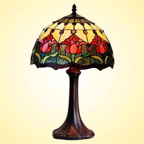 Flowers Tiffany Table Lamps Vintage Stained Glass Home Decor D12h19 Inch Heparts
