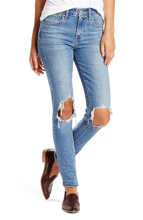 Levis 721 Ripped High Waist Skinny Jeans Rugged Indigo Nordstrom