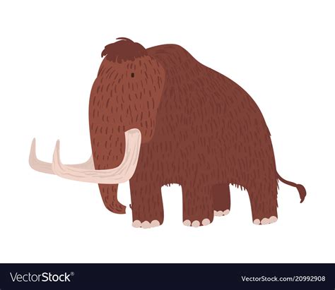 Cute Woolly Mammoth Isolated On White Background Vector Image