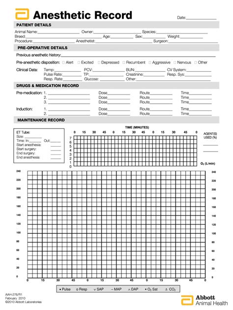 Fillable Anesthesia Record Template Excel Edit Print