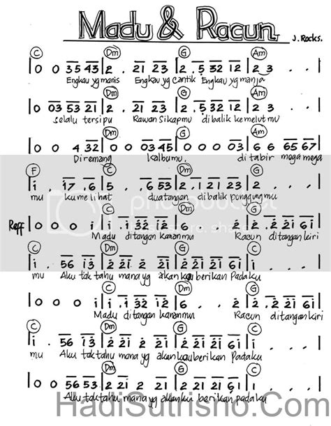 Engkau yang cantik engkau yang manis engkau yang manja selalu tersipu, rawan sikapmu di balik kemelutmu. Madu Dan Racun - Jroks - Partitur Lagu - Sheet Music Photo ...