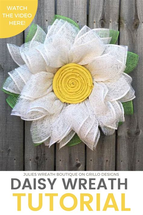 Diy Spring Burlap Daisy Wreath Tutorial Grillo Designs