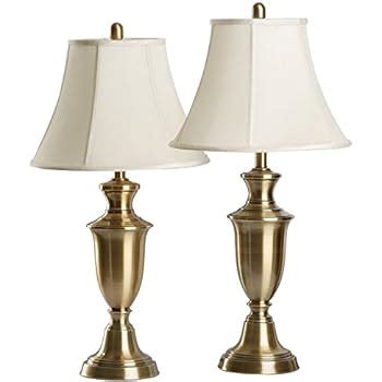 Traditional Table Lamp Antique Brass Candlestick White Fabric Drum