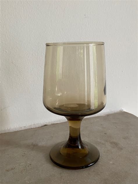 Vintage Mid Century Brown Tinted Drinking Glasses Set Of 8 Etsy