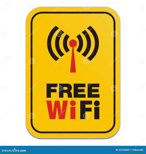 Free Wi Fi Yellow Sign Stock Illustration Illustration Of Connect
