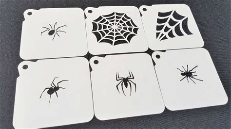 Set Of 6pcs Cobweb Spiders Halloween Airbrush Paint Stencils Face Body