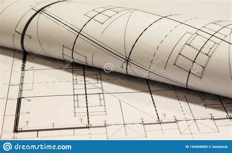 Lines On The Blueprint Stock Photo Image Of Engenieer 134465850