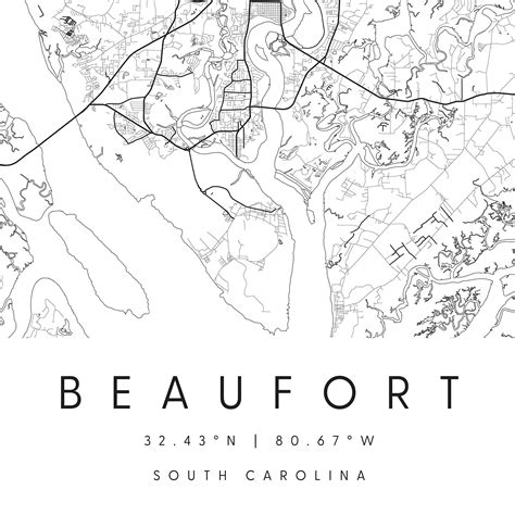 beaufort south carolina digital art map digital print etsy