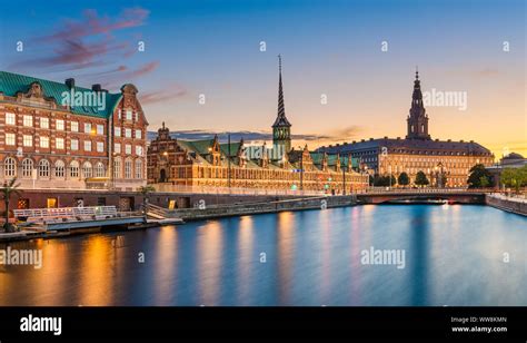 Night Skyline Panorama Of Copenhagen Denmark Stock Photo Alamy