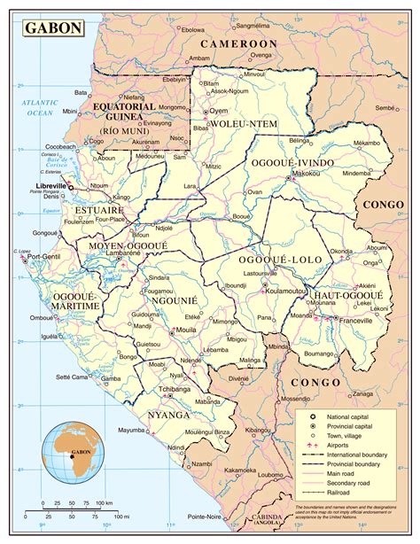 Large Detailed Political And Administrative Map Of Gabon With Roads