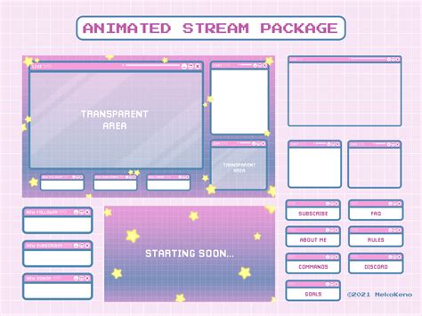 Animated Stream Overlay Package For Twitch Cute Star Windows Etsy