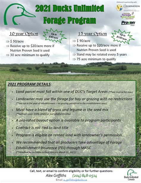 Manitoba Forage And Grassland Association Duc Forage Program