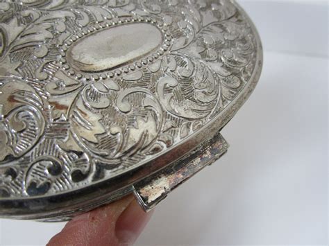 Silver Plated Oval Jewellery Box Vintage Jewelry Box 1970s Etsy Uk