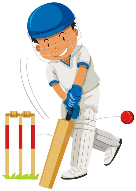 Cricket Player Hitting Ball With Bat 372857 Vector Art At Vecteezy