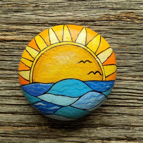 Sunset River Hertford Hand Painted Rock Art And Collectibles Acrylic