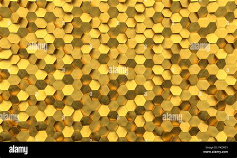 3d Rendering Image Of Golden Hexagon Mosaic Background Stock Photo Alamy