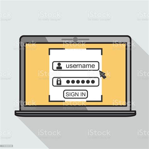 Laptop With Login Form Page On Screen Sign In To Account User