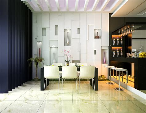 An example of bold and simple design, this space uses a juxtaposition of brown and white colors to help drive its point home. Home Bar Design Ideas